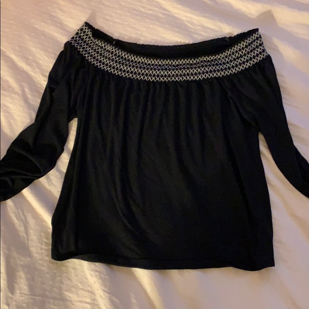 off the should black blouse - quarter sleeve